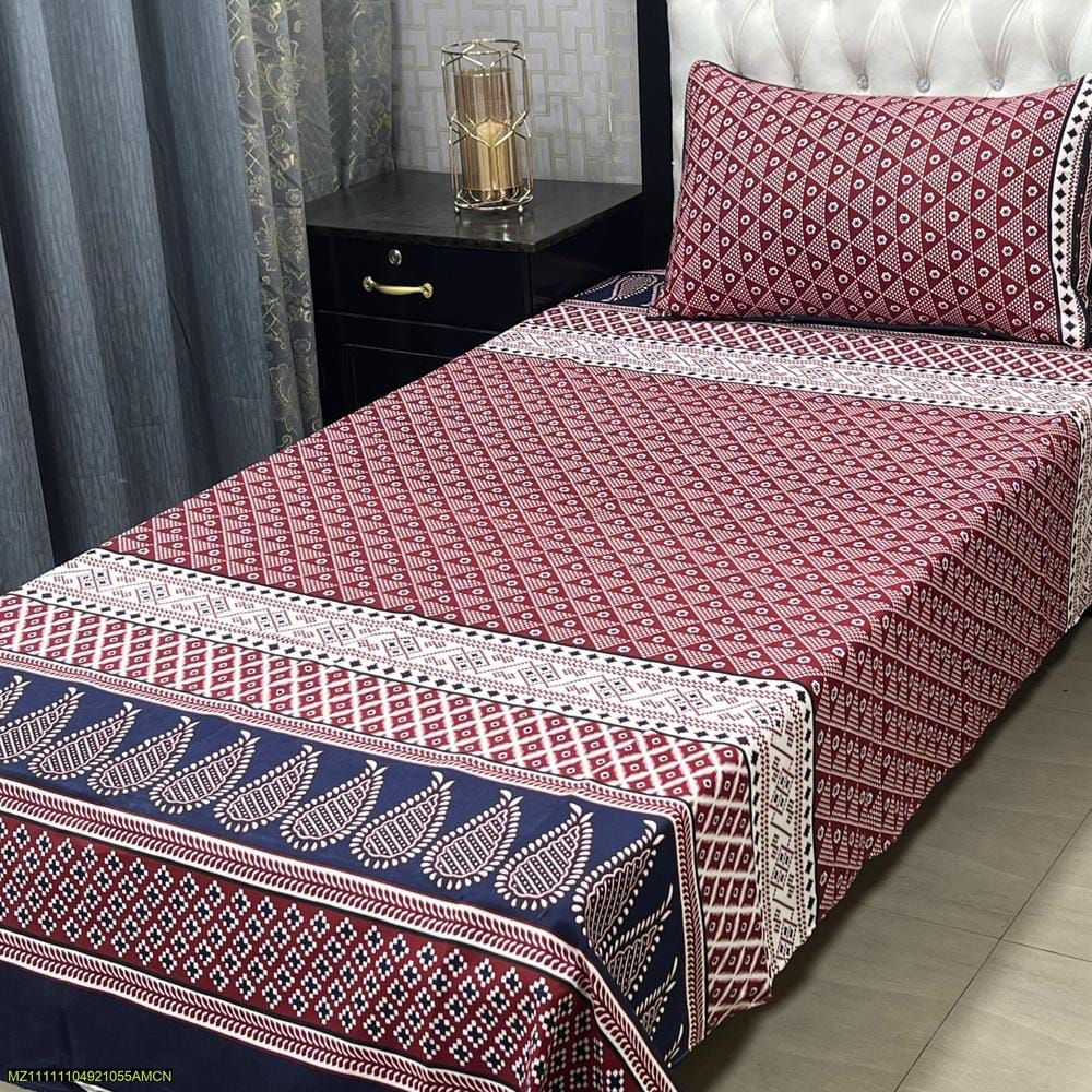 Crystal Cotton Printed Single Bedsheet (2PC) SB08