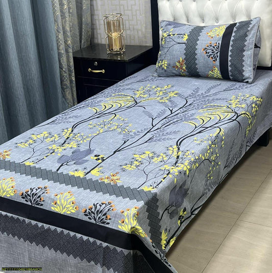 Crystal Cotton Printed Single Bedsheet (2PC) SB18