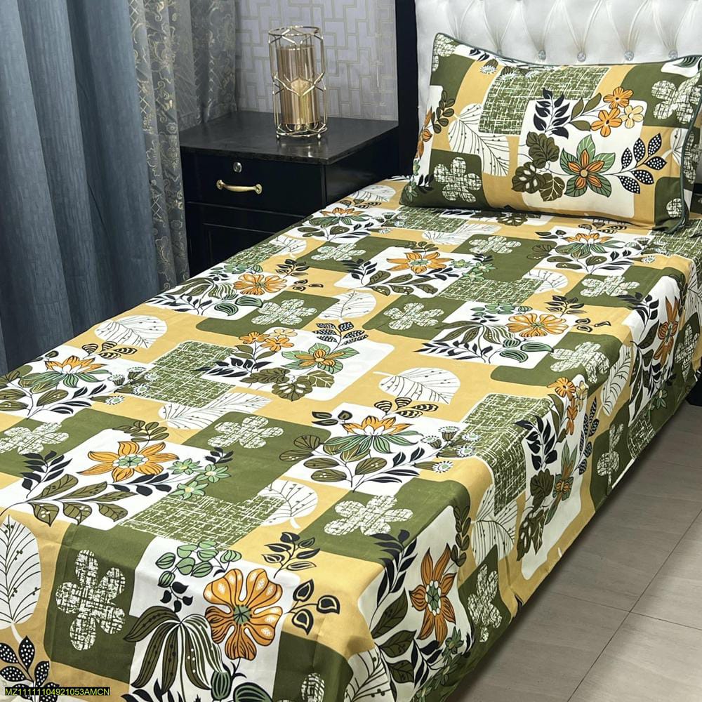 Crystal Cotton Printed Single Bedsheet (2PC) SB06