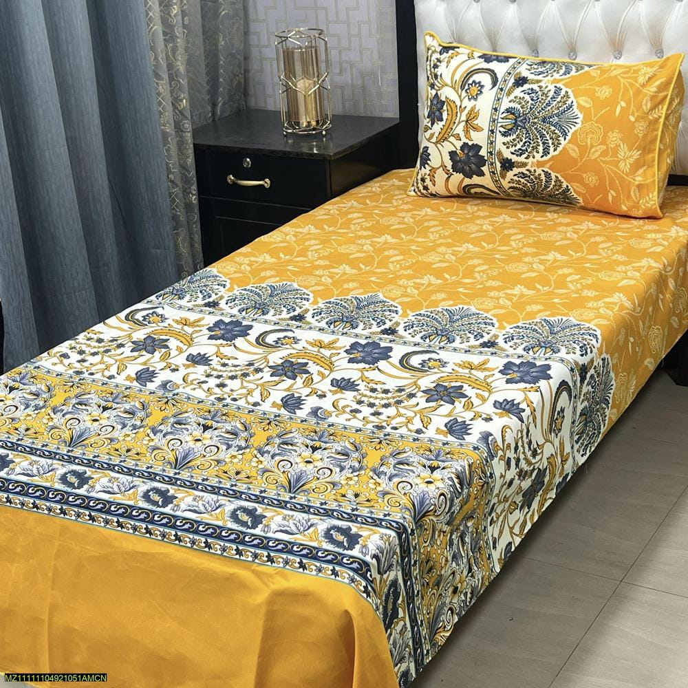 Crystal Cotton Printed Single Bedsheet (2PC) SB04